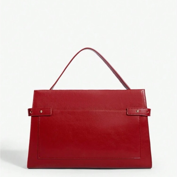 Red Top Handle Tote Bag Classic Square Bag - Picture 6 of 7